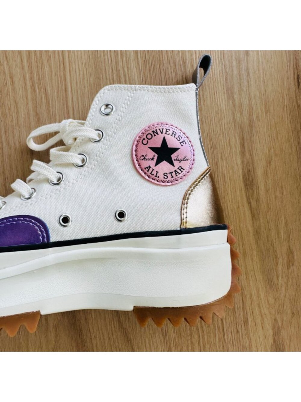 ⭐Converse Run Star Hike Hi Platform 9.5 Women Shoes Beige Purple Sneaker A09796C - Picture 9 of 13